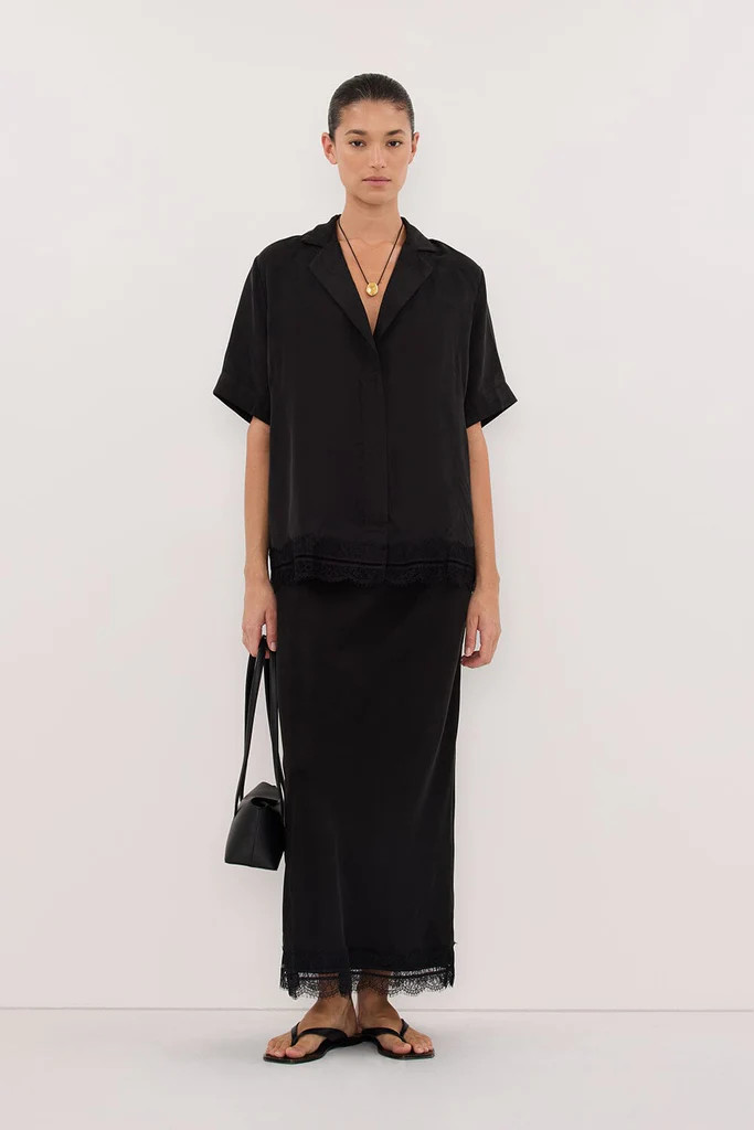 ANDREA BLACK CUPRO LACE SHIRT | DISSH