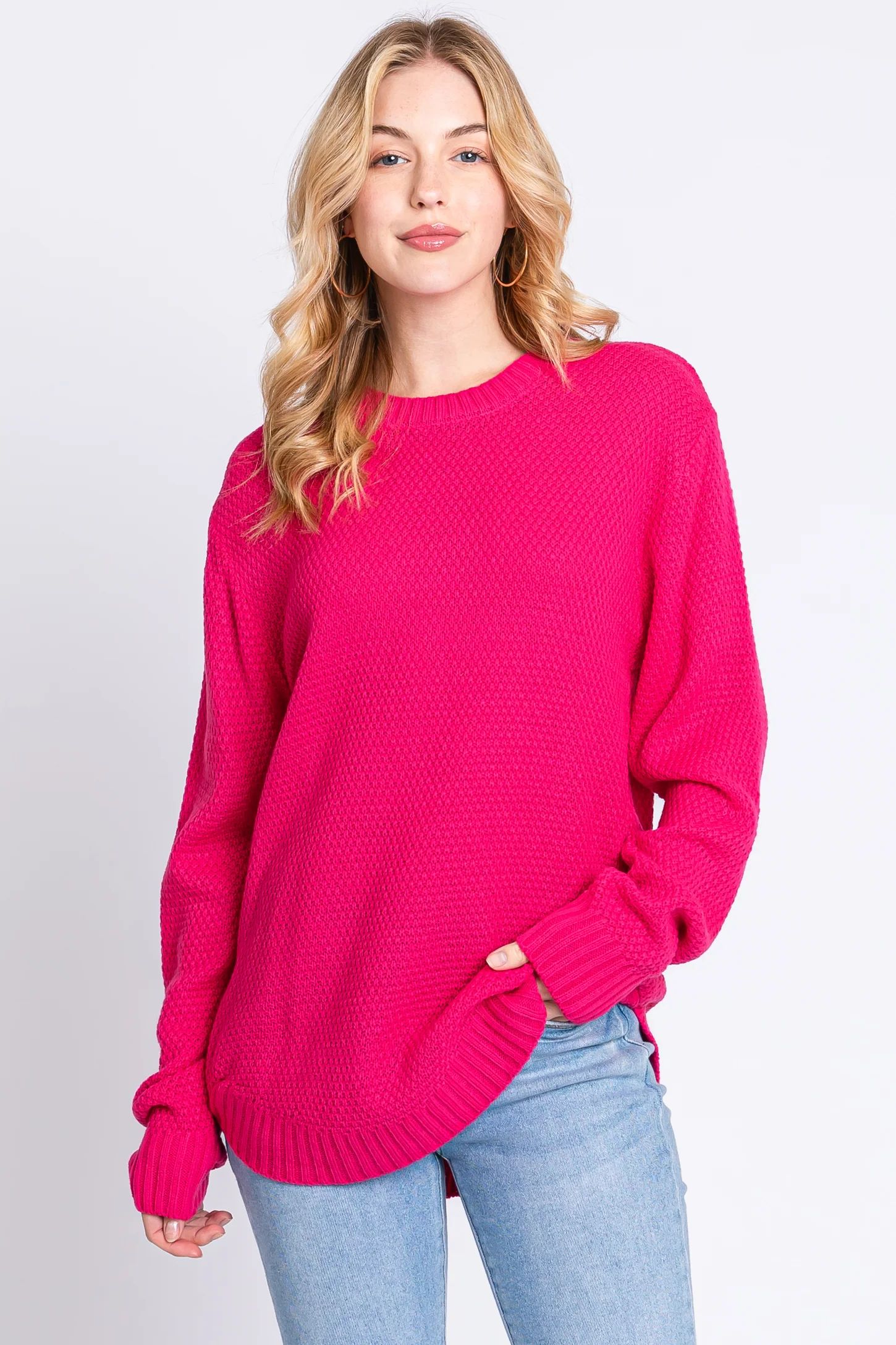 Fuchsia Knit Pullover Sweater | PinkBlush Maternity