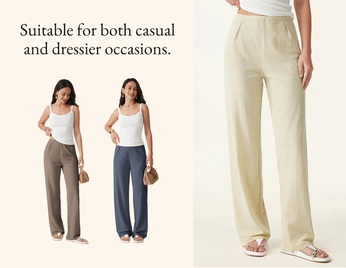 Wrinkle-resistant Cotton-linen Mid Rise Straight Leg Pant | OGLmove