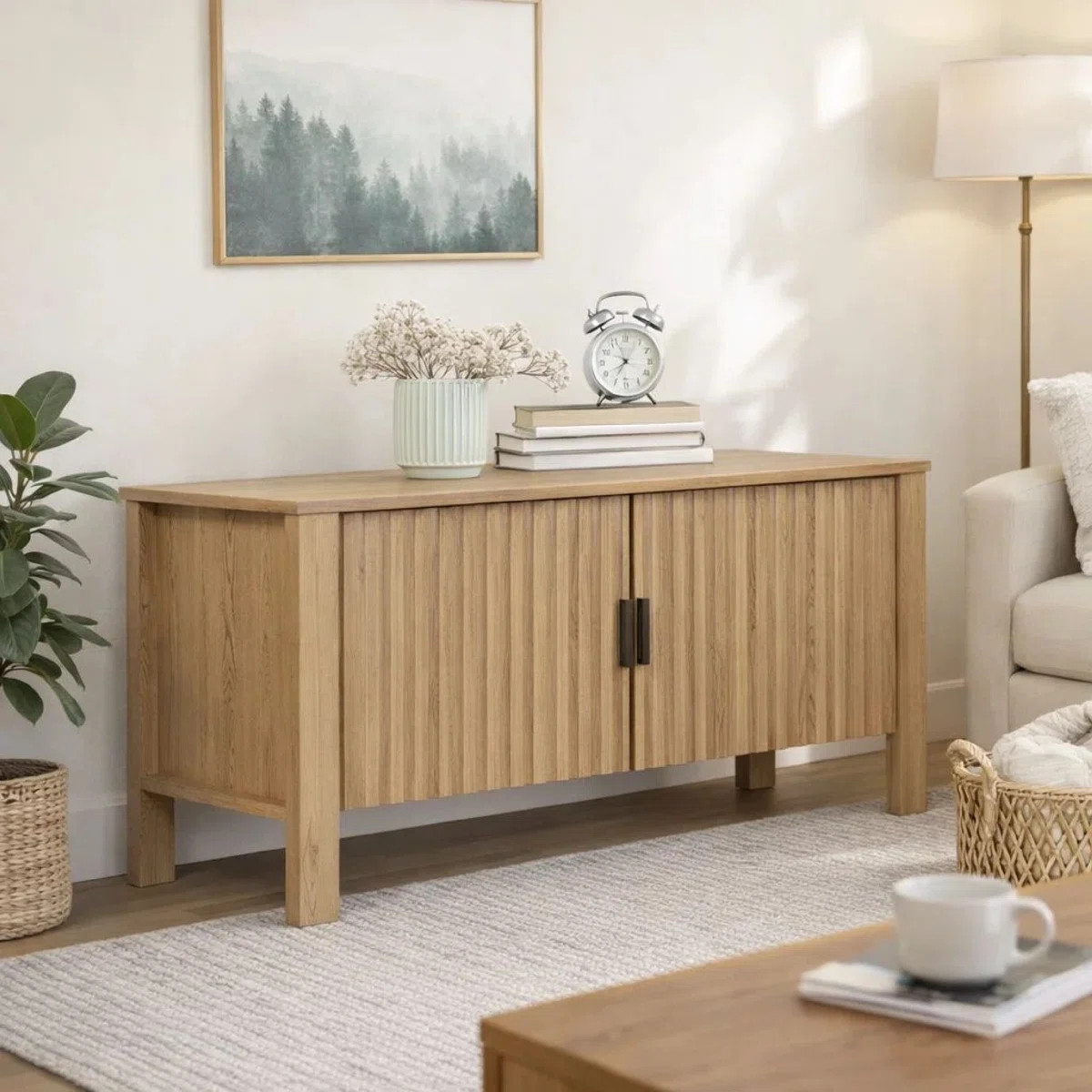 Hay TV Media Console, 47 Inch, 2 Doors W Adjustable Shelves, Beige | Wayfair North America