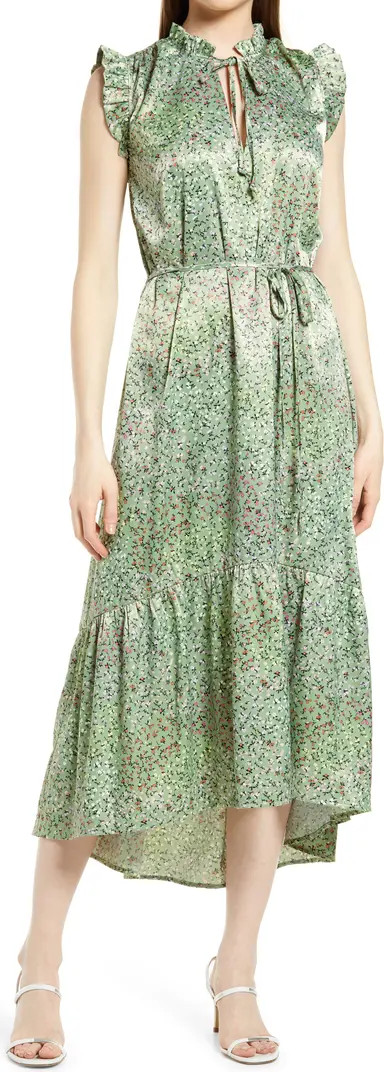 Alicia Floral Print Satin Midi Dress | Nordstrom