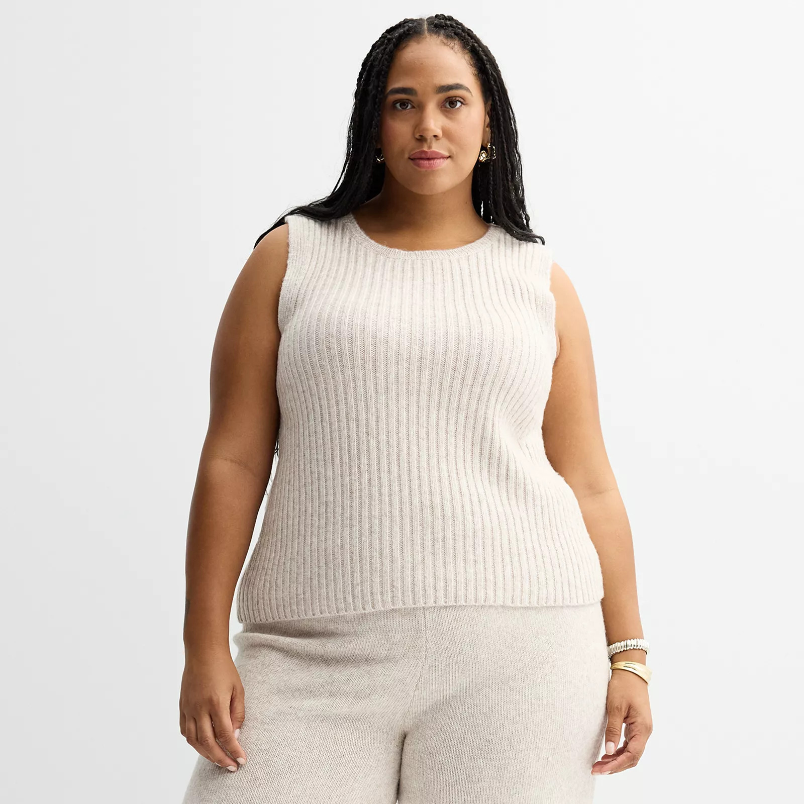 Plus Size Sonoma Goods For Life® Ribbed Sweater Tank Top | Kohl's
