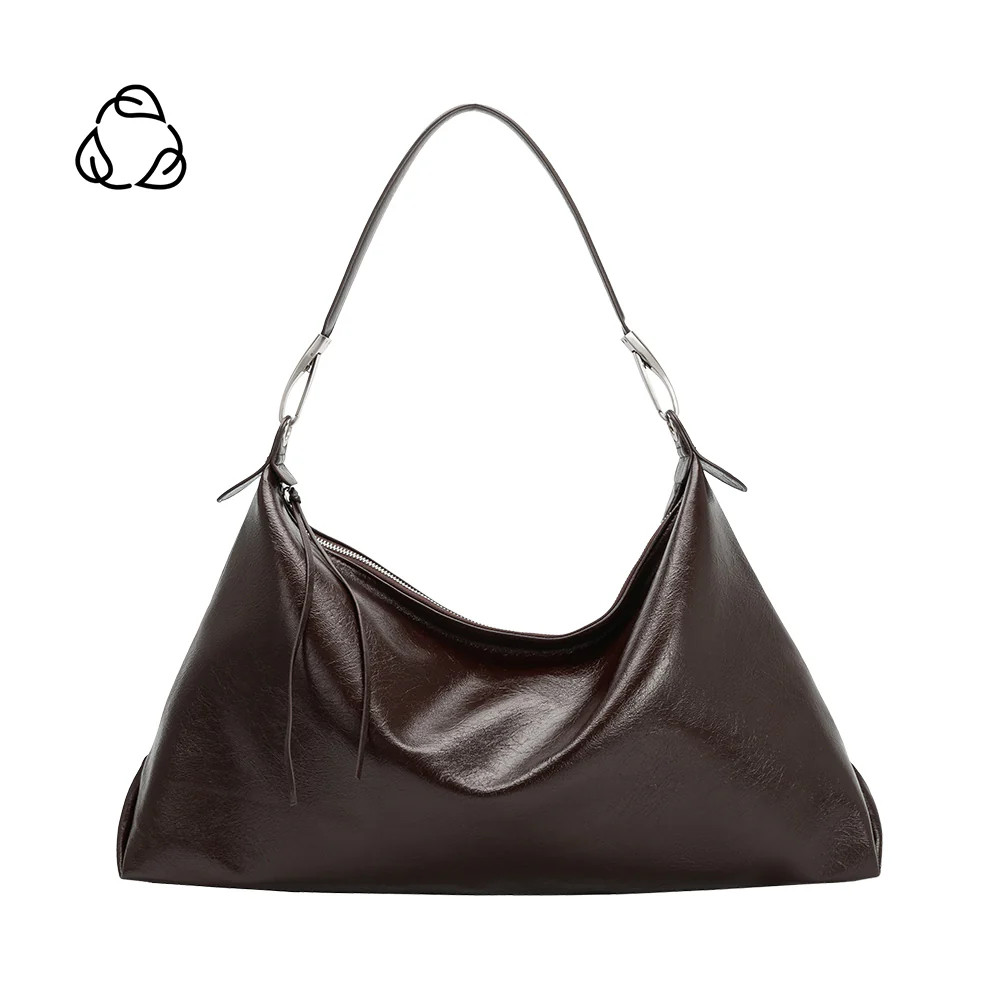 Expresso Charlie Large Crinkly Recycled Vegan Leather Tote Bag | Melie Bianco | Melie Bianco