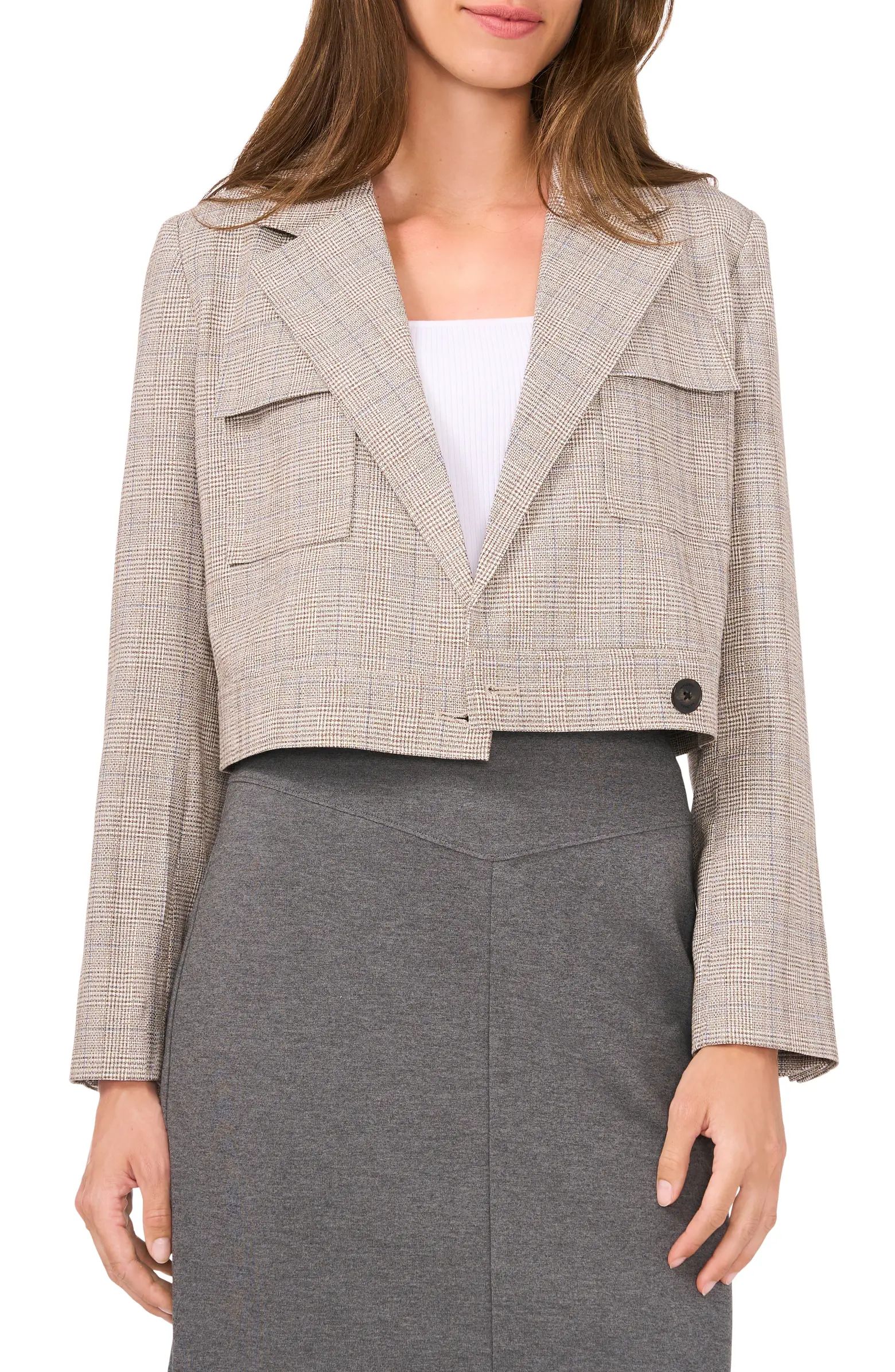 Halogen® Plaid Crossover Crop Blazer | Nordstrom | Nordstrom