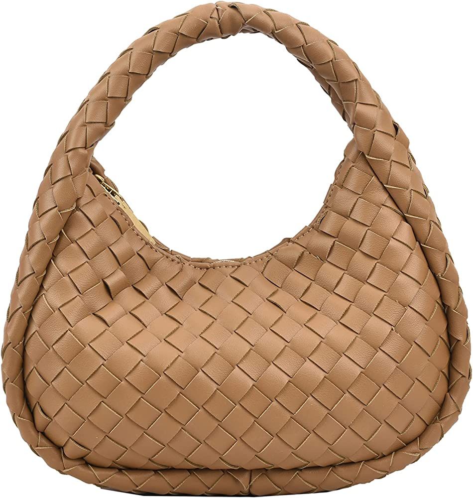 ELDA Woven Handbag for Women Cloud Pouch Bag Soft Leather Fashion Hobo Shoulder Bag Dumpling Clut... | Amazon (US)