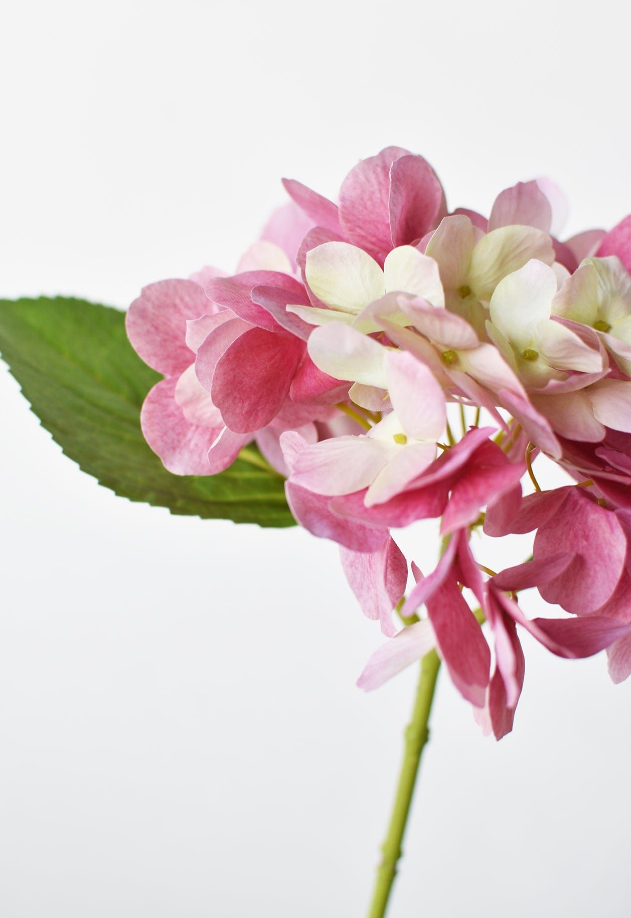 10" Faux Dark Pink Hydrangea Stem | HouseFloral