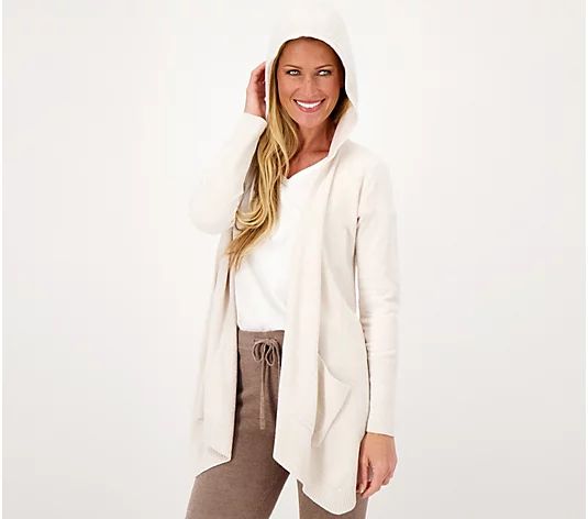 Barefoot Dreams CozyChic Ultra Lite Hooded Seashore Cardigan - QVC.com | QVC