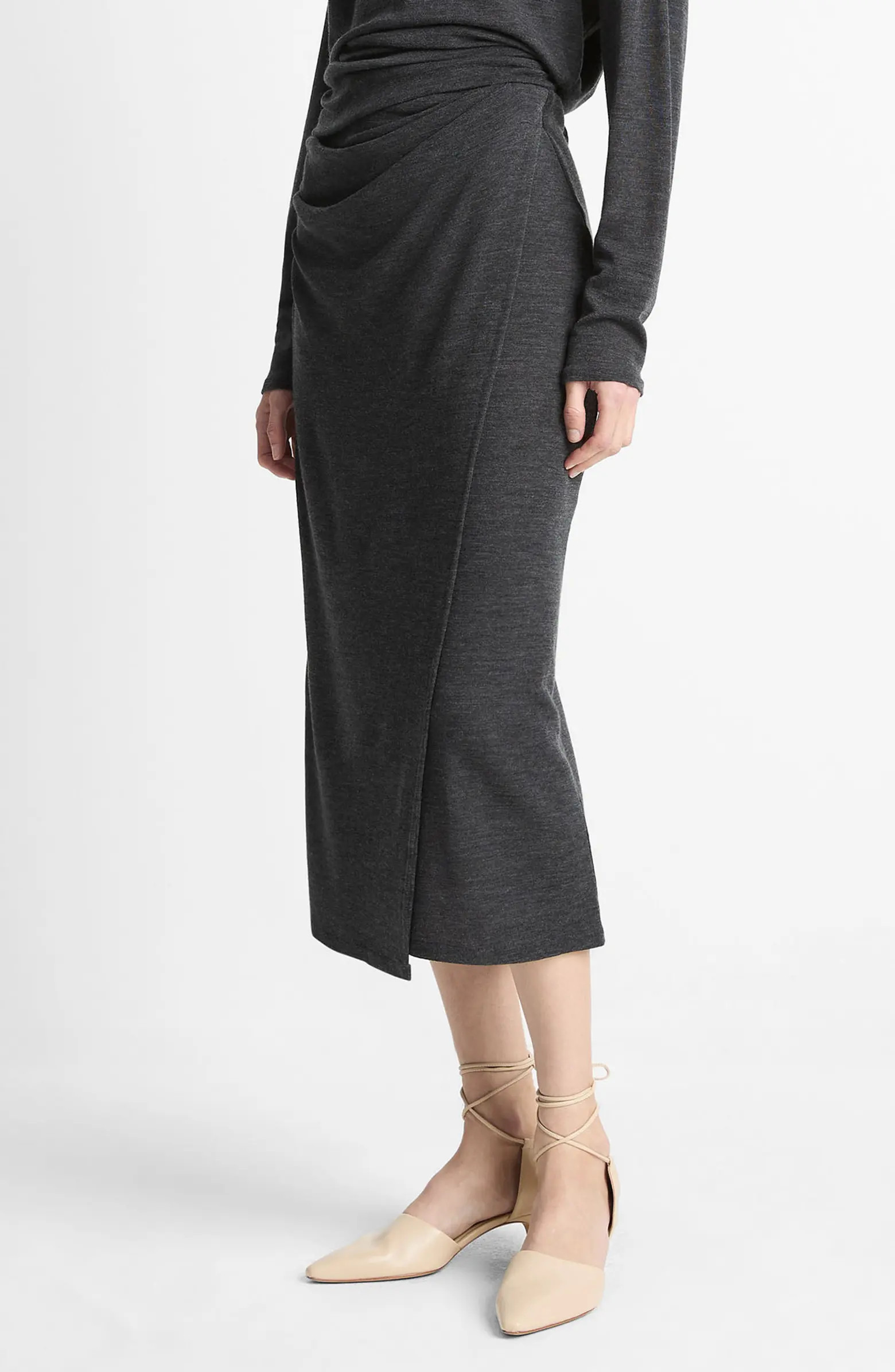 Ruched Wool Blend Knit Midi Skirt | Nordstrom