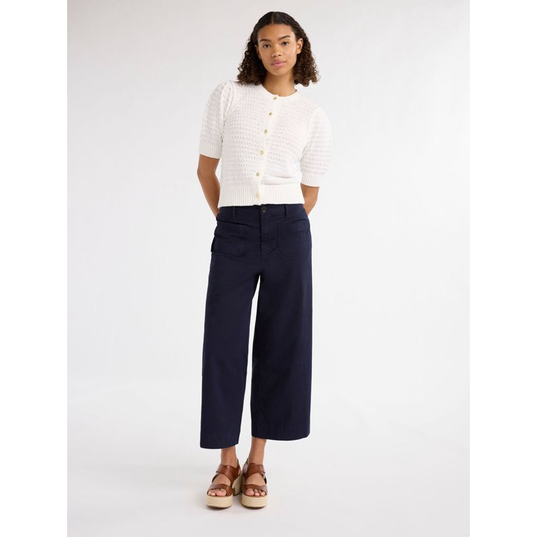 Free Assembly Women's and Women's Plus High Rise Cropped Wide Leg Pants, 26” Inseam, Sizes XS- ... | Walmart (US)