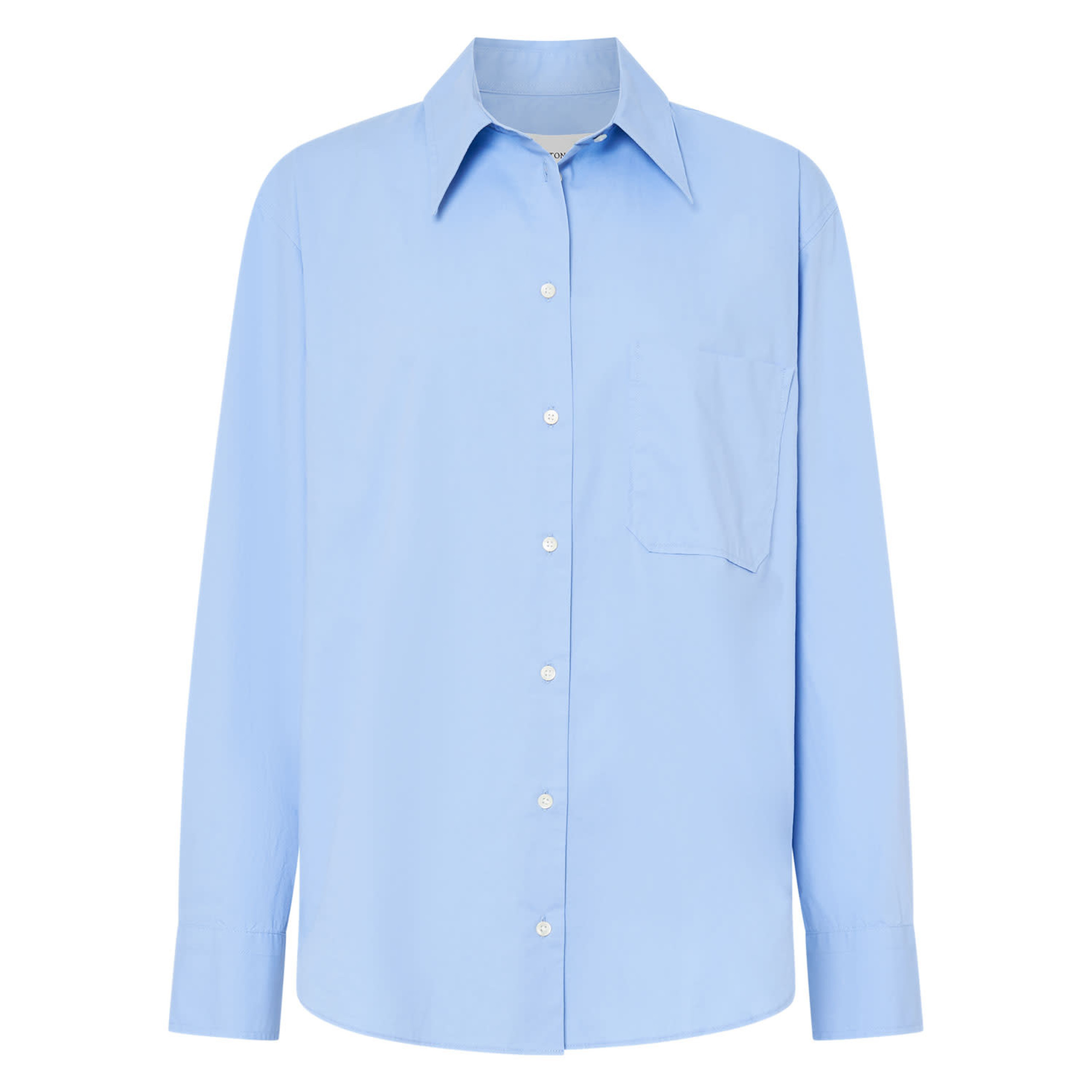 Poplin Long Sleeve Shirt - Delft Blue | Oroton | Oroton