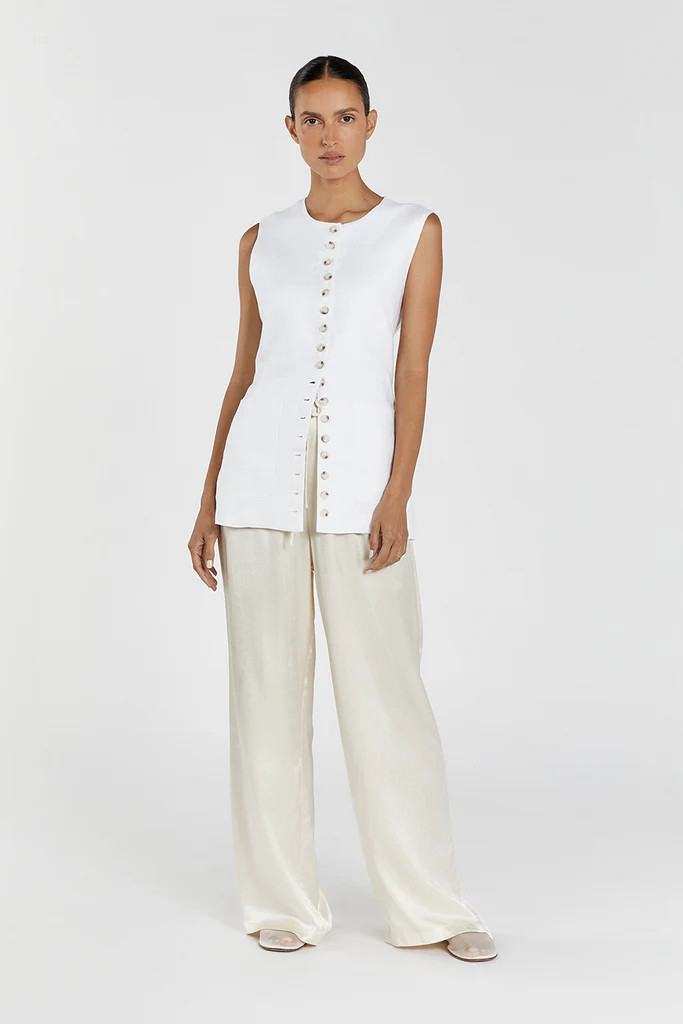 MYA CREAM SATIN PANT | DISSH