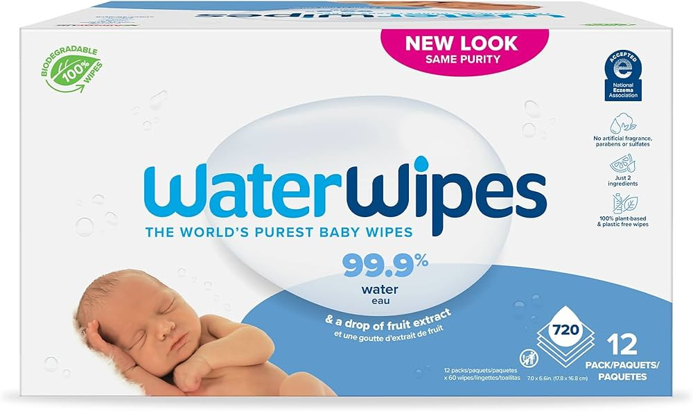 WaterWipes Plastic-Free Original Baby Wipes, 99.9% Water Based Wipes, Unscented & Hypoallergenic ... | Amazon (US)