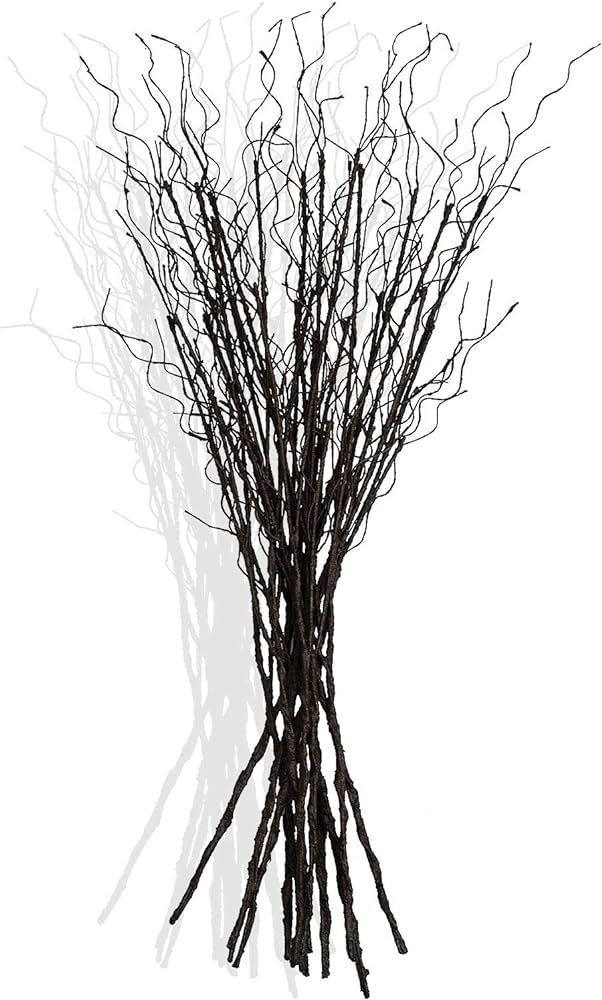 FLOERVE 12 Pcs Artificial Curly Willow Branches Plants Decorative Brown Twig Stems Spray Tall for Va | Amazon (US)