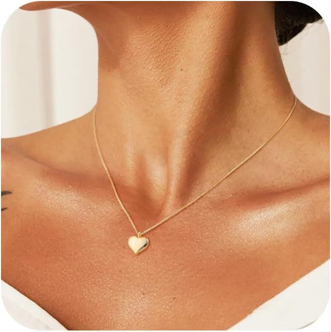 Heart Gold Choker Neckalce for Women Dainty Tiny Heart Pendant Necklace 14K Gold Plated Simple Tr... | Amazon (US)