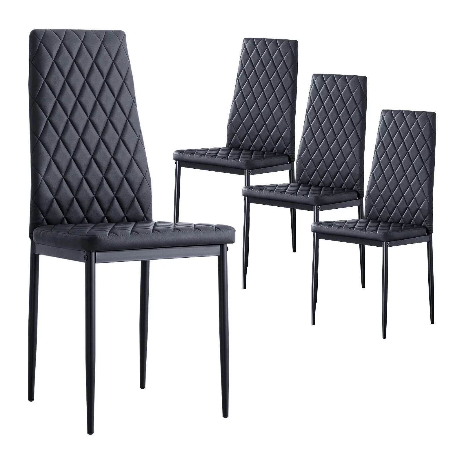 Resenkos Set of 4 Modern Leather Seat Dining Chairs, High Back Side Chairs with Metal Legs for Ki... | Walmart (US)