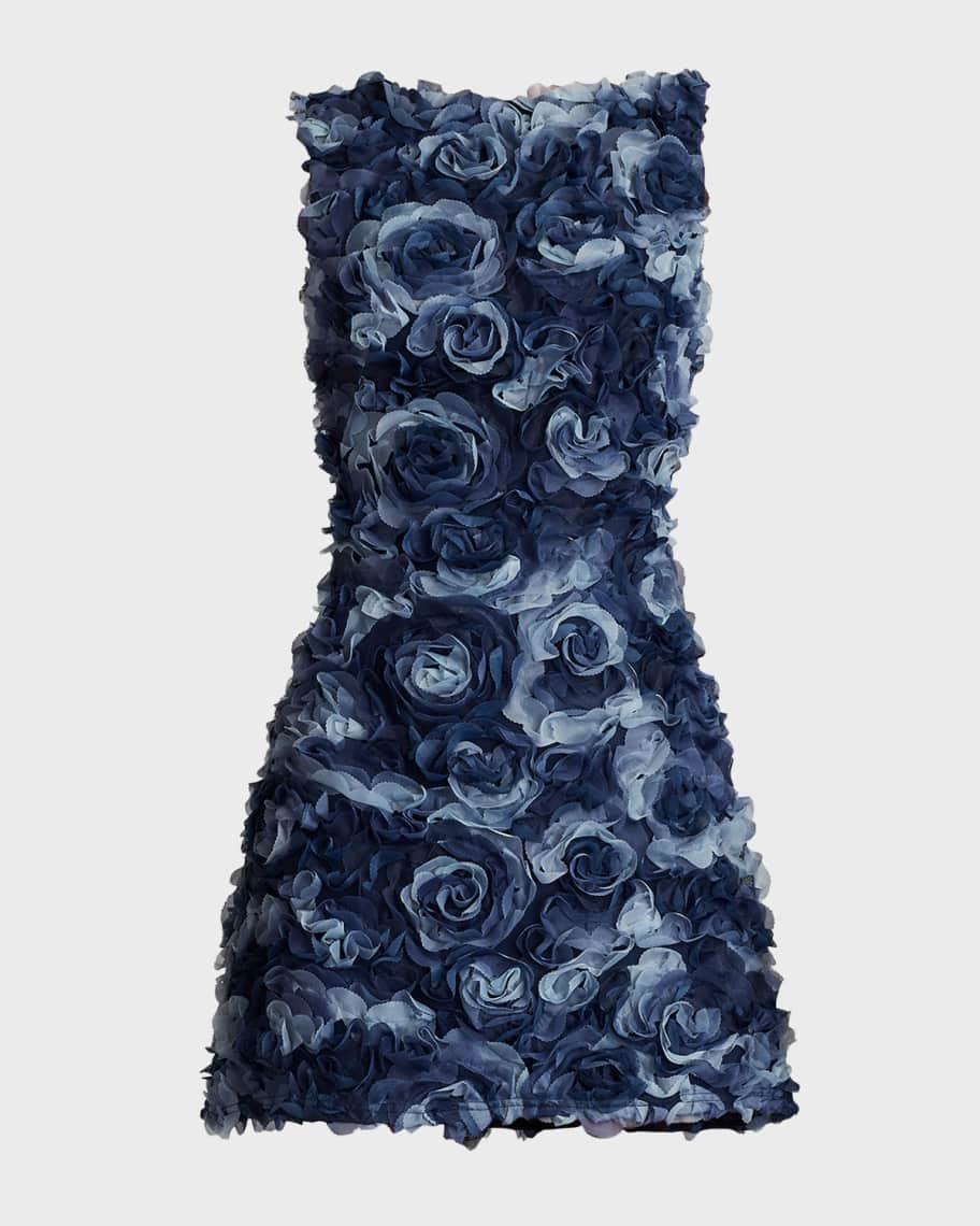 Sleeveless Ruffle Floral Mini Dress | Neiman Marcus