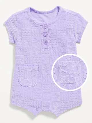 Textured-Terry Henley Pocket One-Piece Romper for Baby | Old Navy (CA)