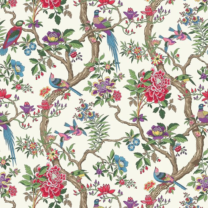 VEELIKE Retro Floral Peel and Stick Wallpaper Vintage Paradise Bird Wallpaper Prepasted Removable... | Amazon (US)