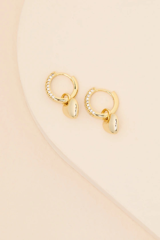 Pippa Gold Huggie Hoop Heart Earrings | Lulus