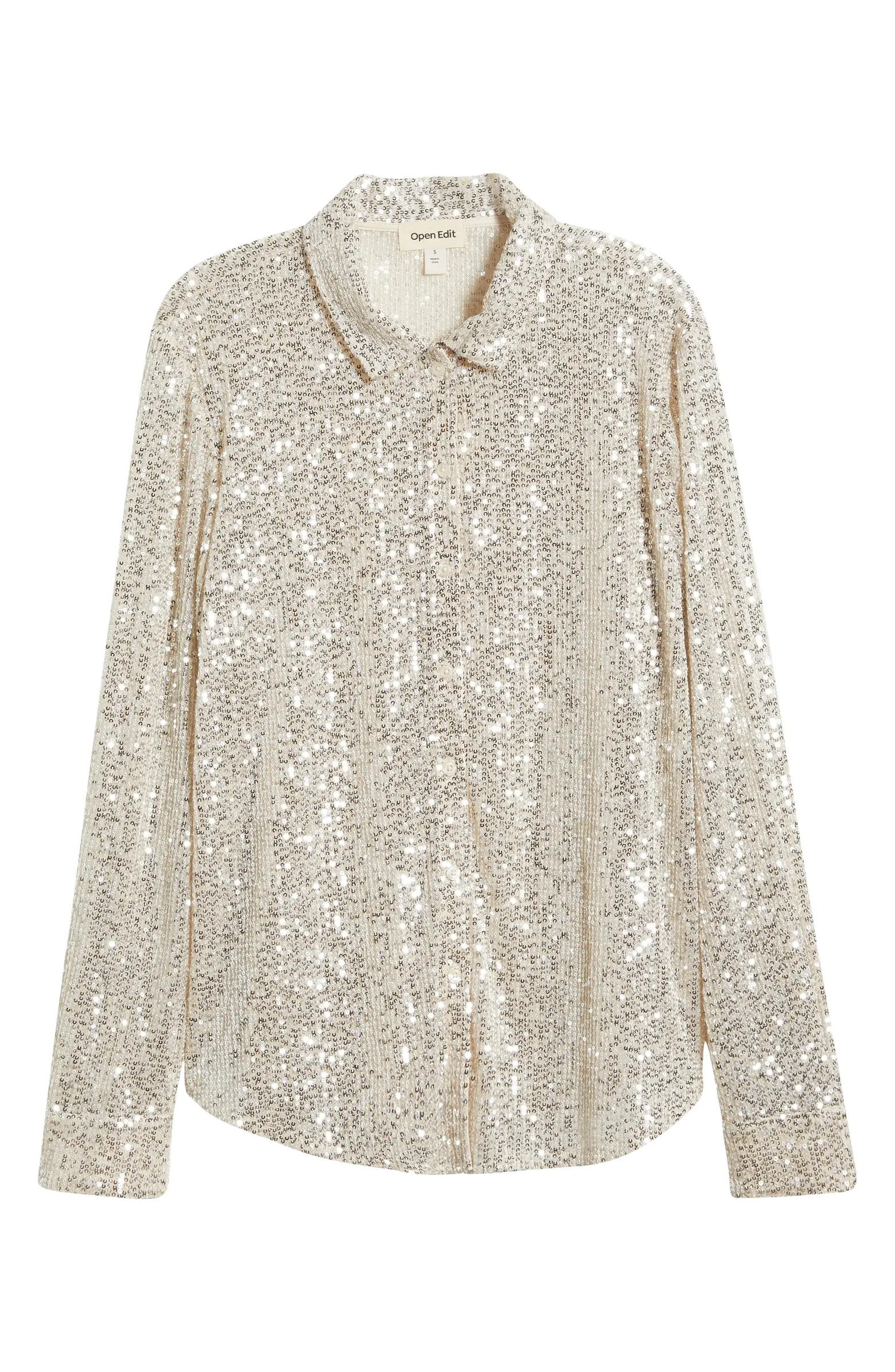 Sequin Button-Up Shirt | Nordstrom