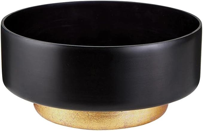 47th & Main Modern Decorative Glass Bowl Home Décor for Table, 8" Dia x 3.75" H, Black/Gold | Amazon (US)