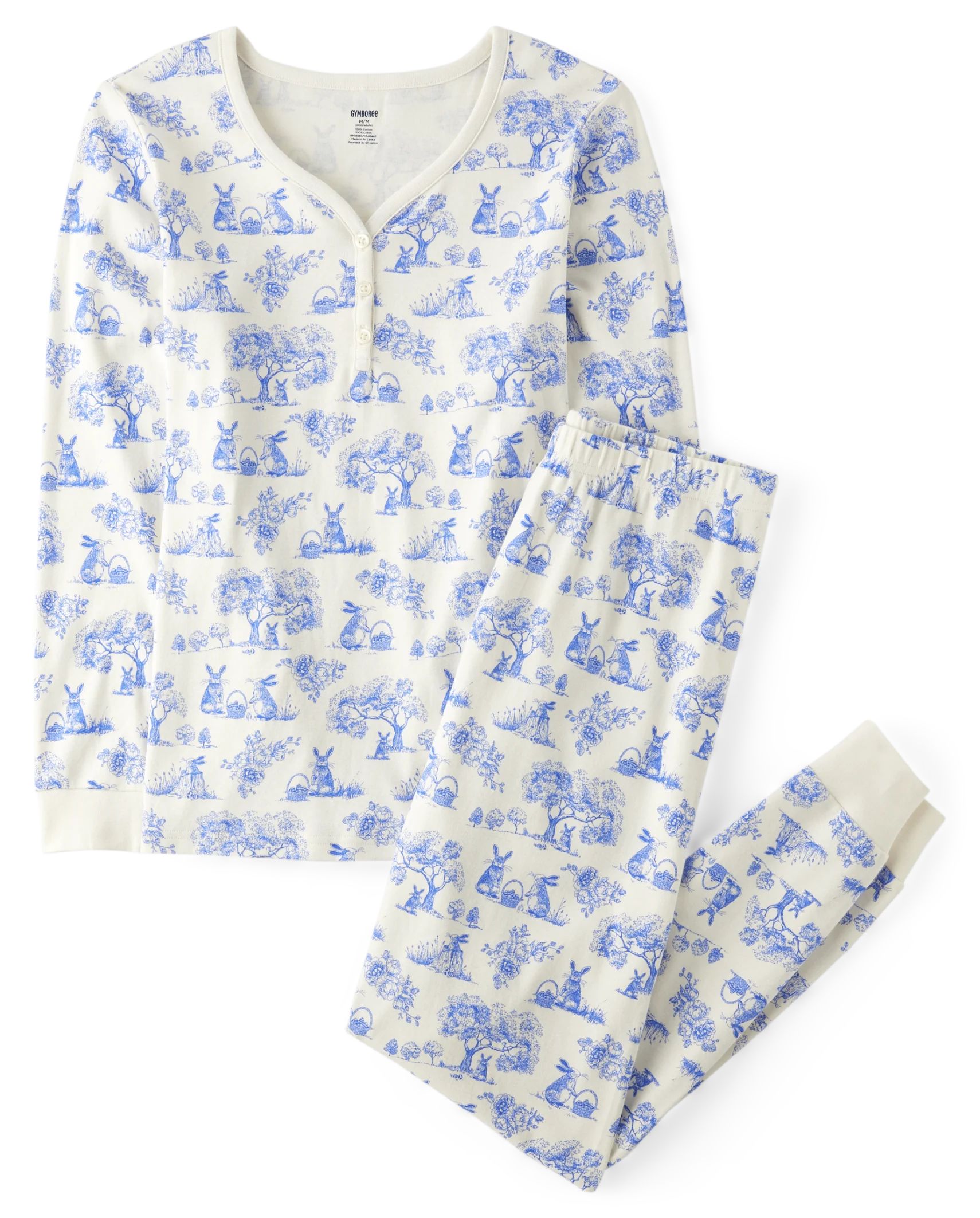 Womens Mommy And Me Bunny Cotton Pajamas - Gymmies - halo white | PJ Place