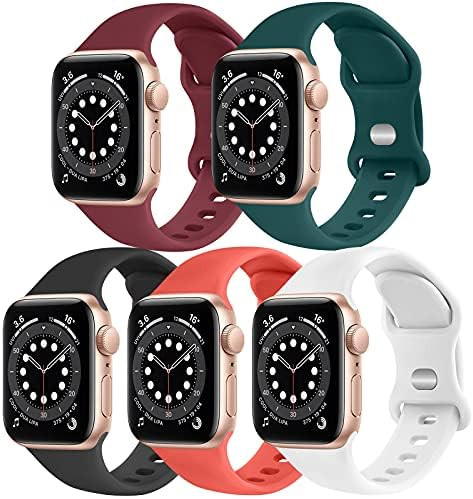 5 Pack Silicone Bands Compatible with Apple Watch Bands 44mm 42mm 40mm 38mm for Women Men, Replac... | Amazon (CA)