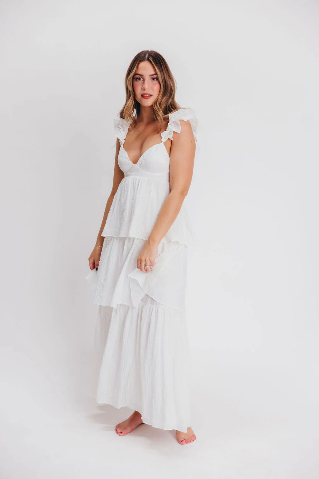 Caroline Maxi Dress in White | Worth Collective