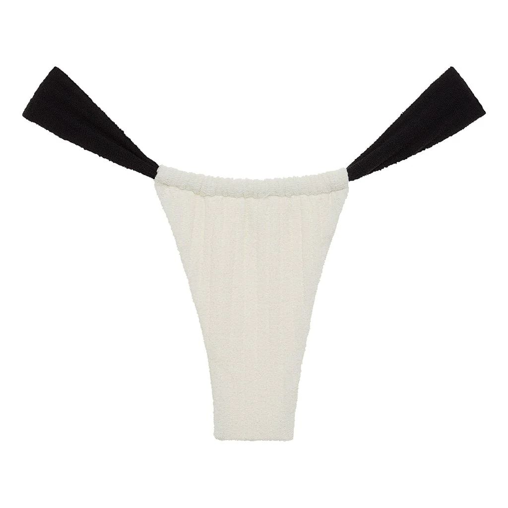 Cream (Black Binded) Terry Rib Sandra Bikini Bottom | Montce
