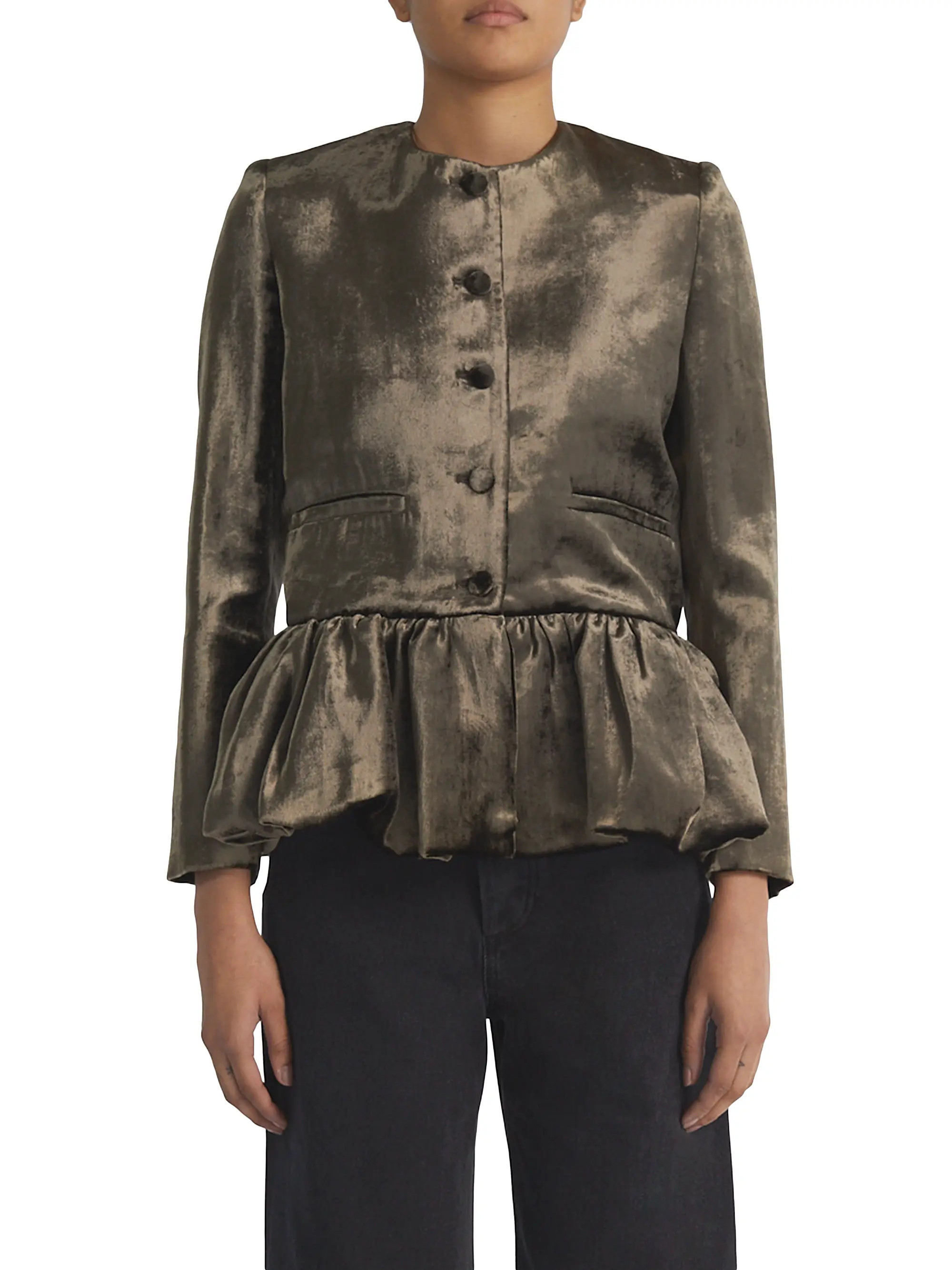 Shiny Velvet Peplum Jacket | Saks Fifth Avenue