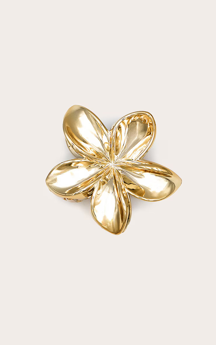 Gold Metallic Flower Hair Claw | PrettyLittleThing UK
