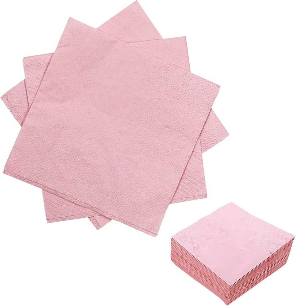 50 Pieces 3-ply Pink Napkins Disposable Folded 5 x 5 Inches Cocktail Napkins Paper Napkins for Di... | Amazon (US)