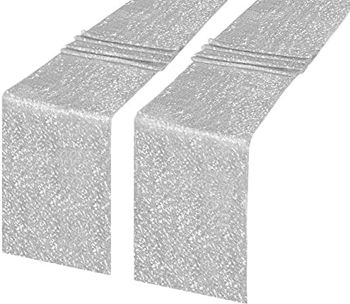 HAOYUNTE Silver Sequin Table Runners,2 Pack 12 X 72 Inch Sliver Glitter Table Runner Party Silver... | Amazon (US)