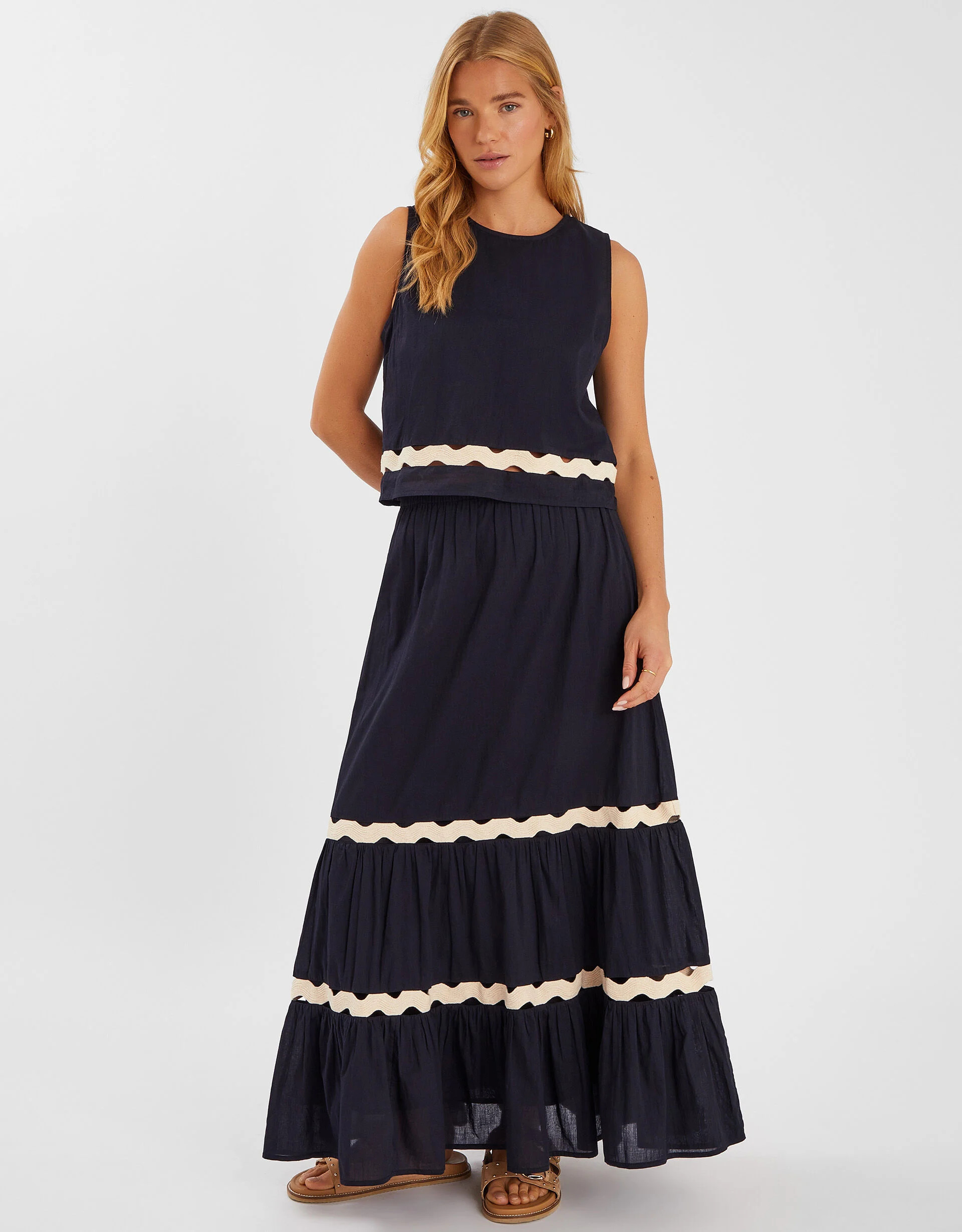 Ric Rac Tiered Maxi Skirt Black | Accessorize (Global)