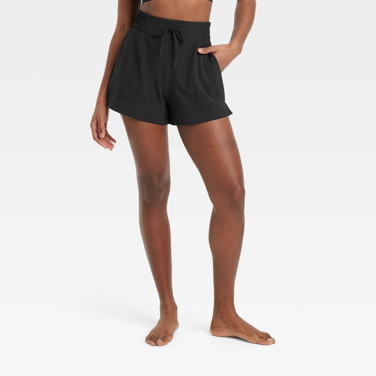 Women's Flex Woven Mid-Rise Shorts 4" - All In Motion™ Black S | Target