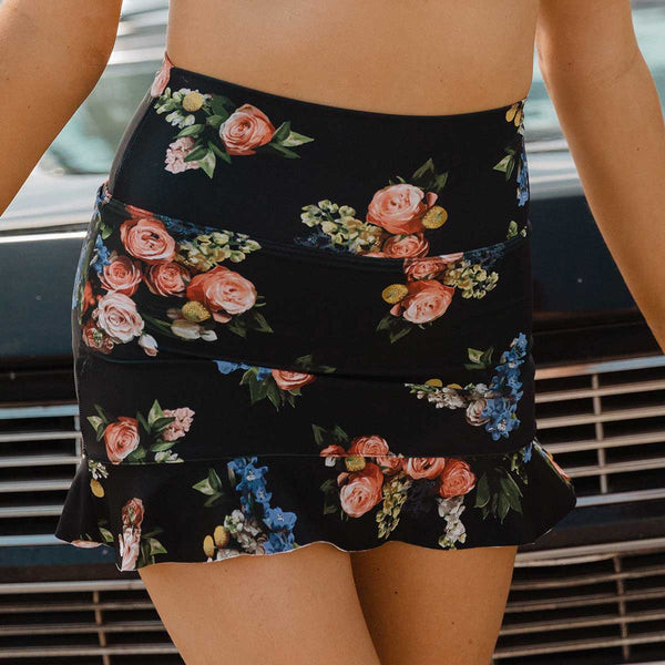 Rose Black High-Waisted Swim Skirt | Albion Fit