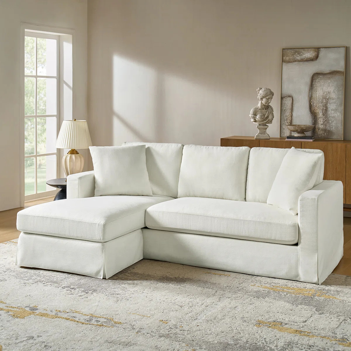 Wimberly 85" Slipcovered Down Fill Sofa with Interchangeable Chaise Lounge | Wayfair North America