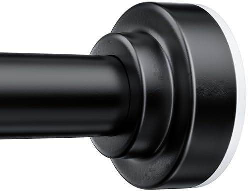 TEECK Shower Curtain Rod, 32-43 inch Adjustable Spring Tension Curtain Rod, Never Rust Anti-Slip Shower Curtain Rod for Bathroom, No Drilling, Never Collapse, Easy to Use, Black | Amazon (US)