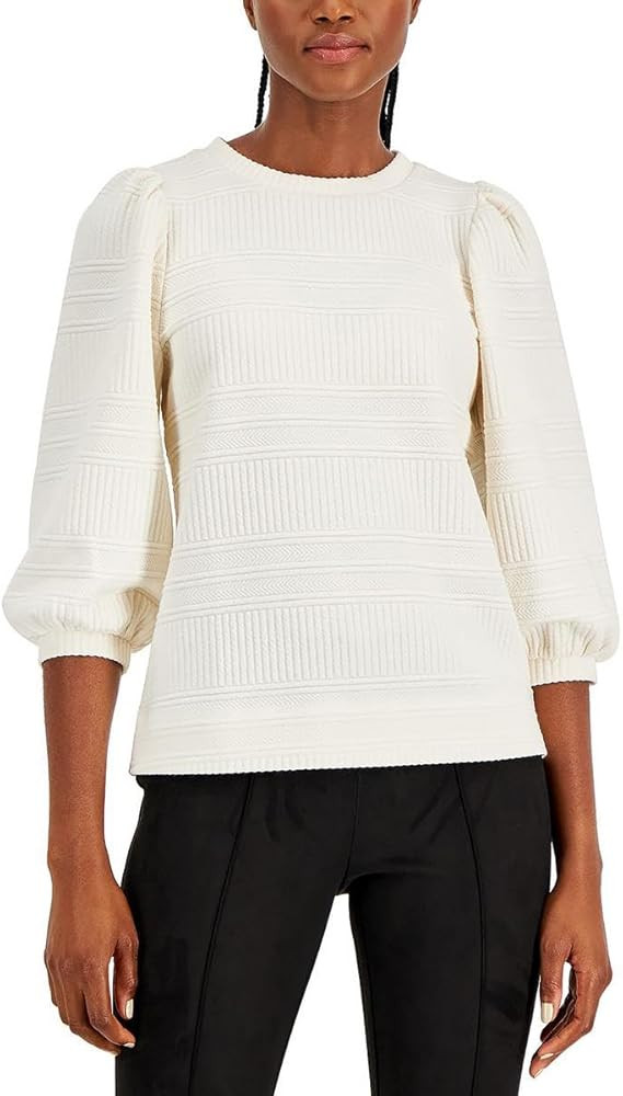 Anne Klein Women's Novelty Quilt 3q Balloon SLV Pullover | Amazon (US)