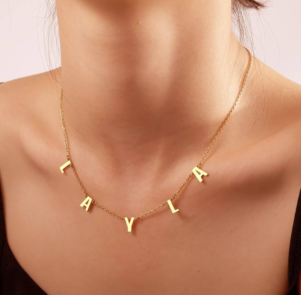 Custom Name Necklace Personalized, 18K Gold Plated Initial Choker Name Necklace Dainty Customize ... | Amazon (US)