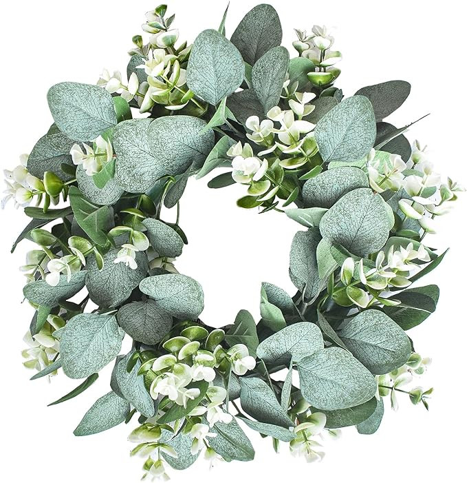 LSKYTOP 4 Pcs Green Eucalyptus Wreath Round Wreath Artificial Wreath Farmhouse Wreath for Door Wa... | Amazon (US)