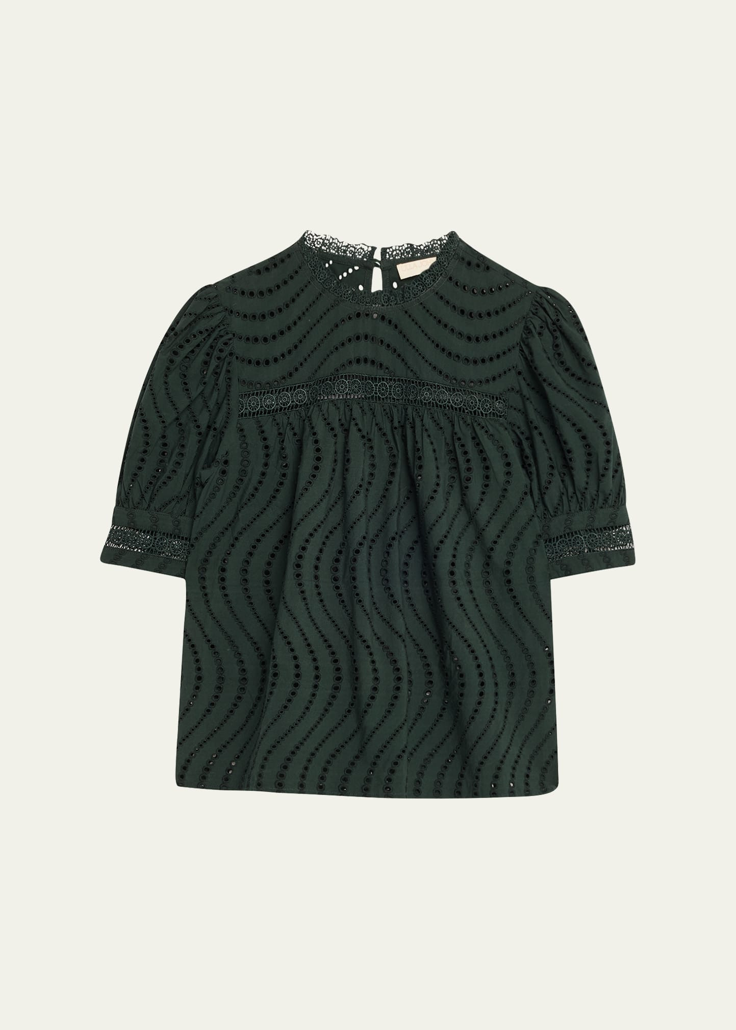 Ulla Johnson Virginia Lace Eyelet Short-Sleeve Blouse | Bergdorf Goodman