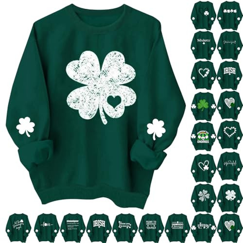 FAIOROI st patricks day shirt women St Patricks Day Shirt Women Causal Shamrock Print Graphic Long Sleeve Oversized Top Tee Plus Size Crewneck Sweatshirt st patricks day shirts for women Green S | Amazon (US)