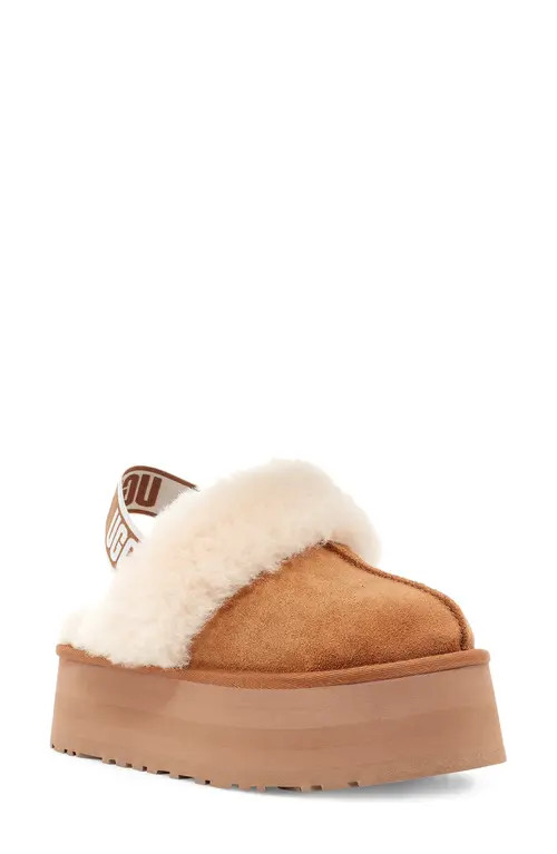 UGG(r) Funkette Genuine Shearling Slipper in Chestnut Suede at Nordstrom, Size 7 | Nordstrom