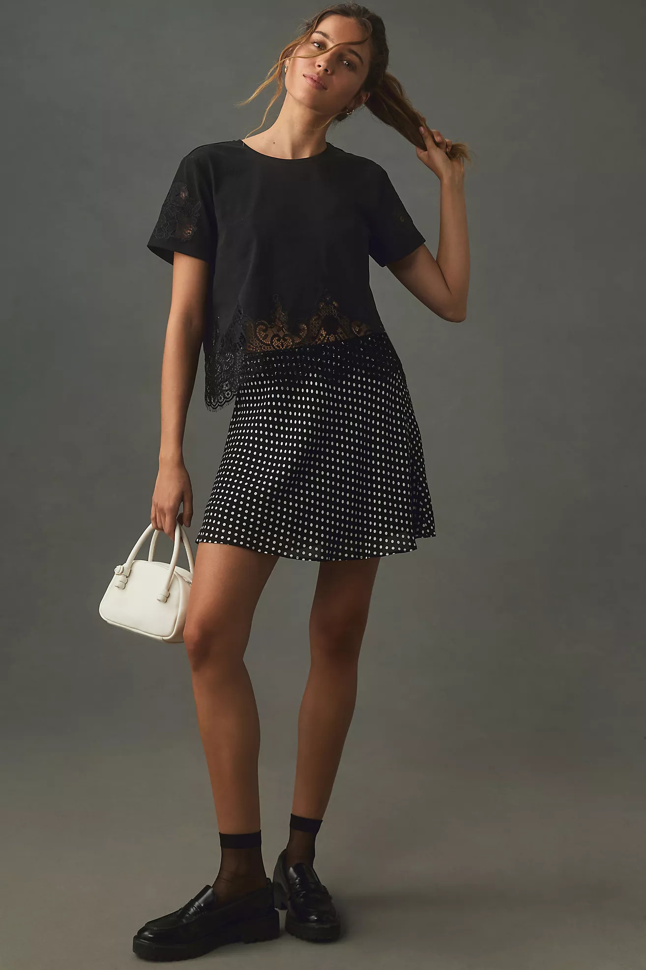 DOLAN Lace-Trim Baby Tee | Anthropologie (US)