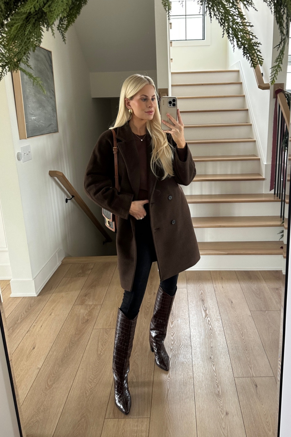 Small in coat (on sale). Small in sweater (40% off code grateful). True size in boots. True size in jeans (code AFKATHLEEN)