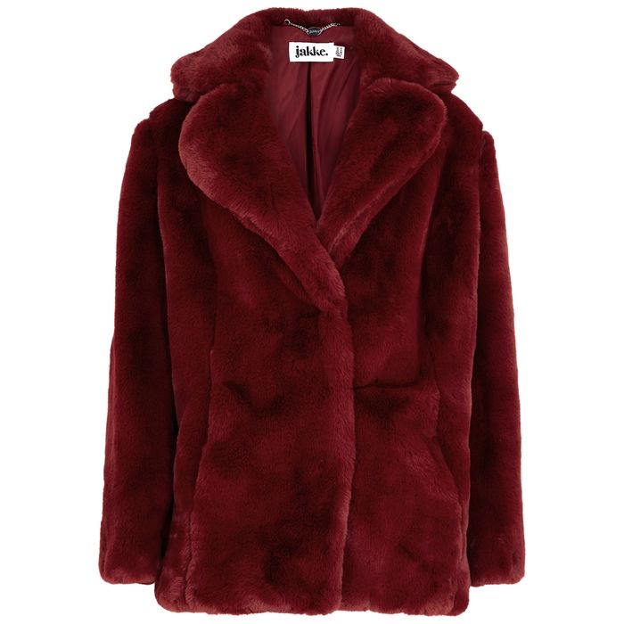 JAKKE Heather Red Faux Fur Coat | Harvey Nichols (Global)