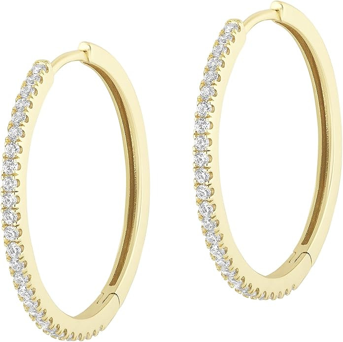 Electric Picks Jewelry Cadillac Hoops - Classic 14kt Gold Plated Hoop Earrings, Lightweight 2mm, ... | Amazon (US)