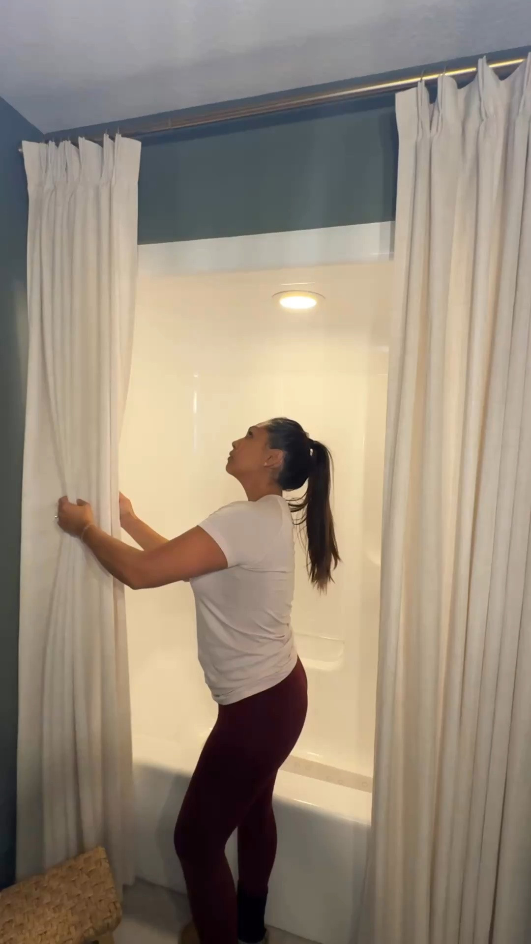 Functional shower curtains… but make them pretty 🤍

If you’ve ever wondered how I made our drapery panel shower curtains actually work for guests, here’s the trick:

• Fold the shower curtain liner in half
• Use only 6 of the 12 rivets
• Attach the liner starting on the second drape hook
• Repeat on both drapery panels
• Tuck the liner behind the panels when not in use for a softer look

This keeps the bathroom feeling elevated and cozy while still being completely functional for guests staying in our home.

I’ll link everything for you 🤍

#LTKHome #LTKSaleAlert