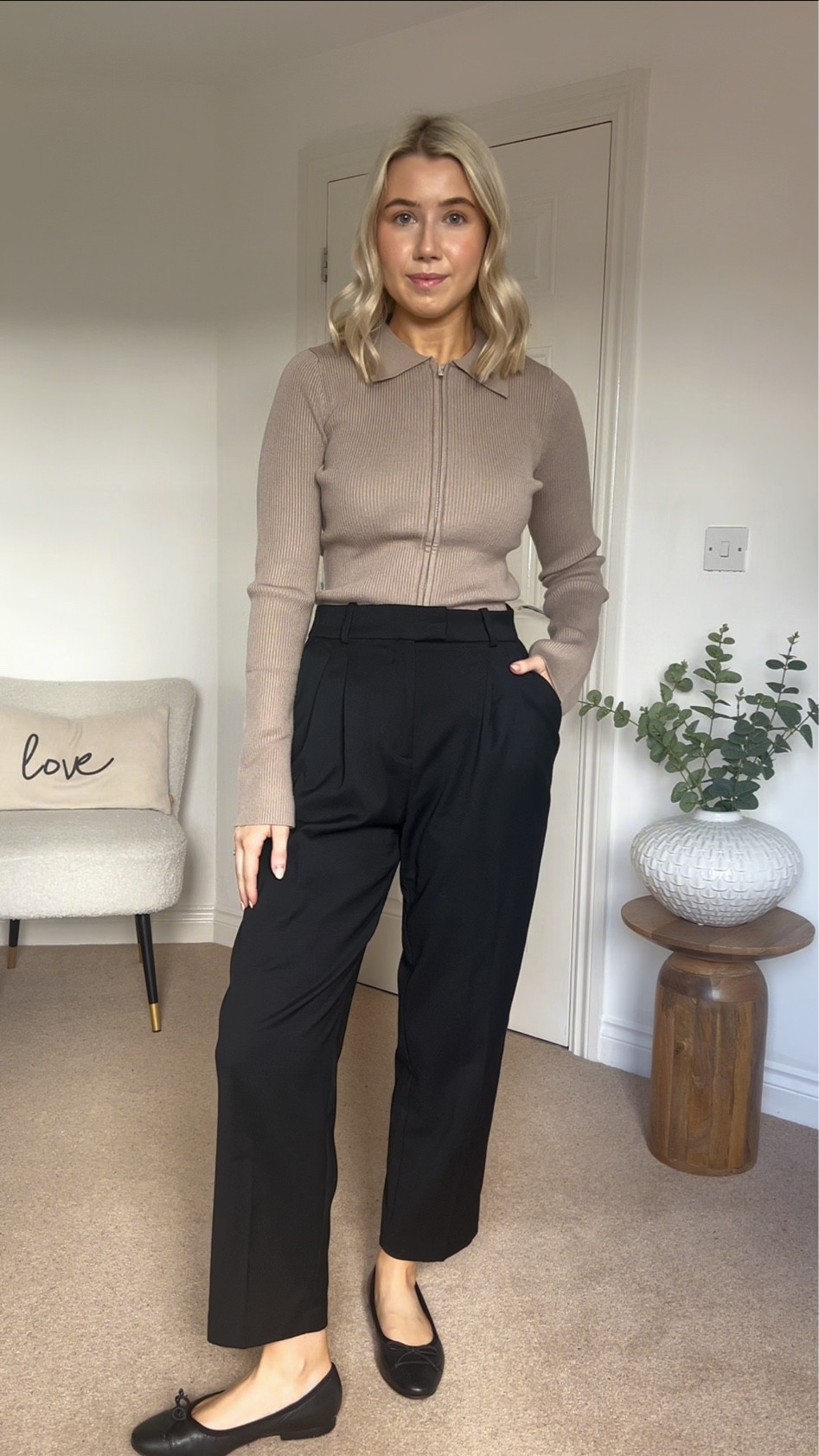 Pretty lavish, Boohoo, H&m, Marks and spencer, Astrid & miyu, transitional outfit, transitional style, winter outfit, winter fashion, zip up top, knit top, black trousers, tailored trousers, ankle length trousers, black flats, ballet flats, work wear, office outfit, office outfit ideas, style inspiration 

#LTKstyletip #LTKSeasonal #LTKeurope